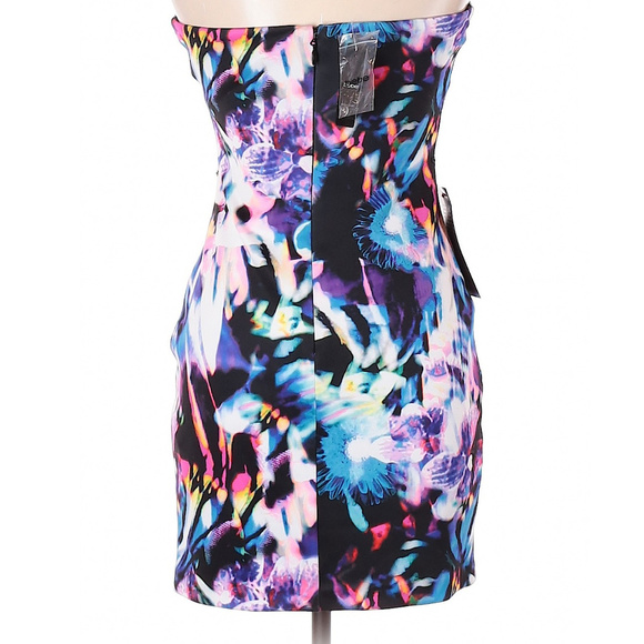💋 Bebe Floral Print Bodycon Strapless Dress 10 RARE 💋 - Picture 2 of 8